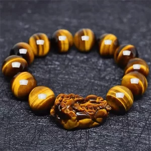 Tiger Eye Feng Shui Bracelet with Pixiu - Power and Protection