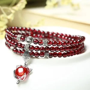 Unlock Abundance with the 108-Bead Red Quartz Mala Necklace