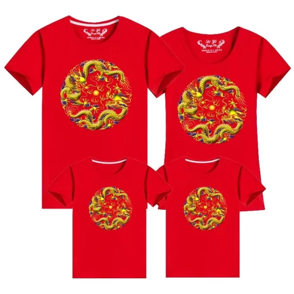 2025 Chinese New Year Print Cotton T-Shirt for Family