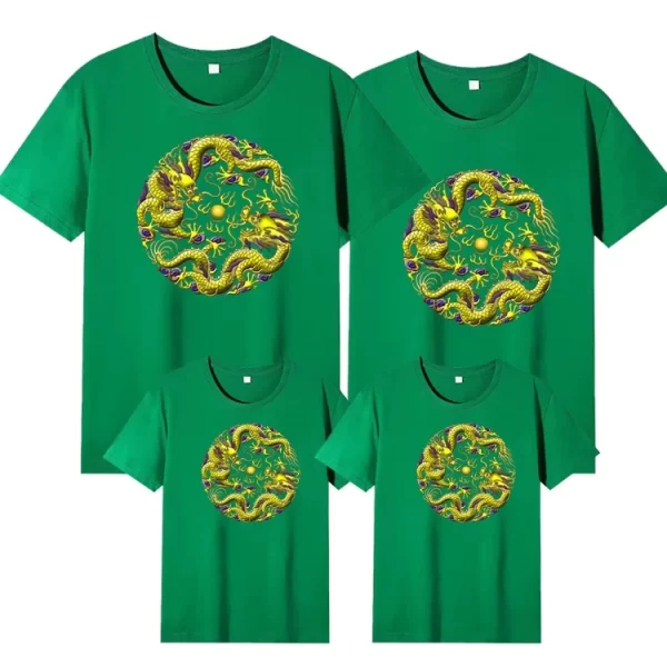 2025 Chinese New Year Print Cotton T-Shirt for Family