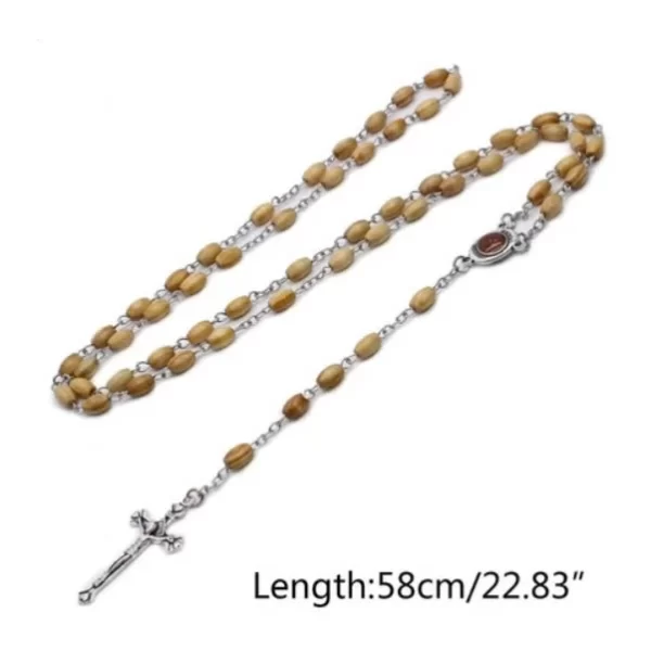 Rosary with Wooden Beads and Carved Cross Pendant: A Sacred Expression of Faith and Devotion